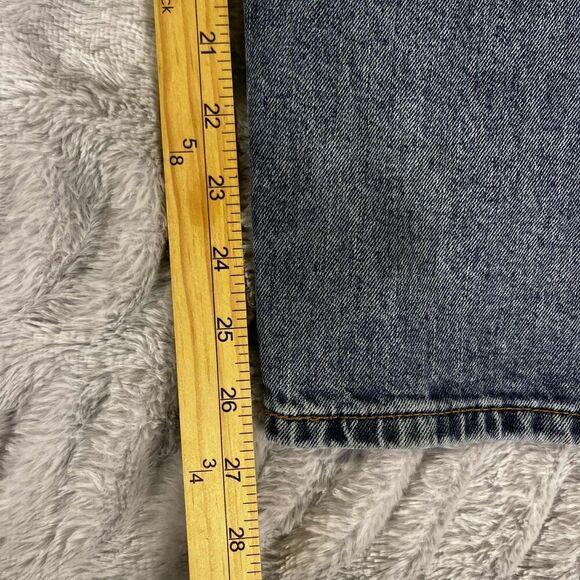 Levis 505 Mens Size 40x26.5 Medium Wash Distressed Stain Straight Jeans Grunge - Picture 12 of 13